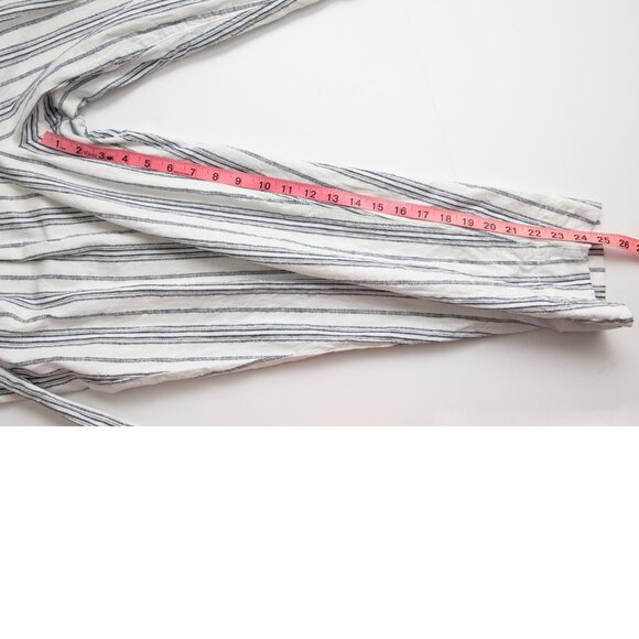 Madewell Baltic Stripe Pants Paperbag Waist Slub Stripe Crop White Blue Size 12 - Picture 5 of 6